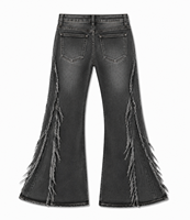 Jeans en denim délavé décontracté à volants style rétro américain pour femmes