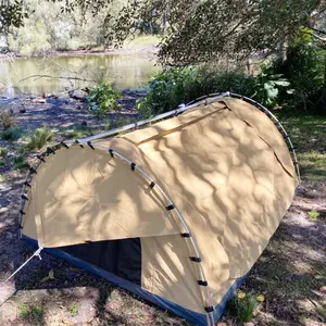 공장 도매 호주 스타일 야외 단일 캔버스 장식 텐트 알루미늄 극 캠핑