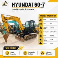 Excavatrice Hyundai 60-7 d'occasion, 5,9 tonnes, compacte, sur chenilles, moteur modèle 2023, pompe hydraulique à vendre
