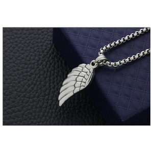 Chanteur rap étudiant coiffeur discothèque hip-hop ailes plume pendentif Taige bijoux hommes et femmes colliers pull chai - Product Image 3