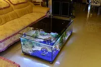 Luxuriöser Moderner Quadratischer Acrylglas-Aquarium-Teetisch mit Fischbecken und Verpackung für den Außenbereich