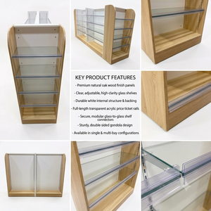 Estanterías de exhibición para farmacias, estanterías para medicamentos, diseño de madera combinada con panel de vidrio, góndola de farmacia para tienda - Product Image 6