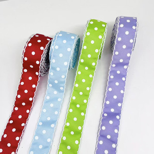 Pita Grosgrain Poliester Mewah 1,5 inci dengan Jahitan Bulan di Tepi, Bermotif Titik, untuk Pembungkus Kado DIY, Buket Bunga Halloween, dan Kemasan - Product Image 6