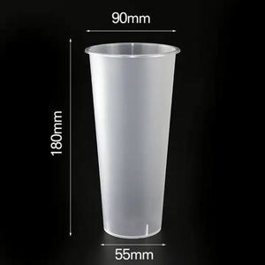 Gobelets en plastique PP jetables de haute qualité avec logo personnalisé, 22 oz (700 ml), 90 mm, pour bubble tea et jus, avec couvercles - Product Image 3