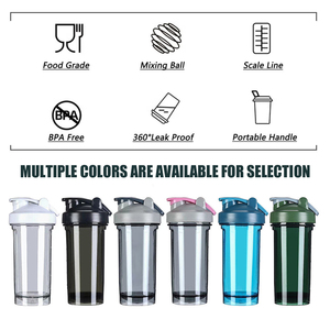 Botellas de Plástico para Batidos de Proteínas, Libres de BPA, Ecológicas, con Logotipo Personalizado, Delgadas, Lisas, para Gimnasio, con Toalla con Logotipo - Product Image 3