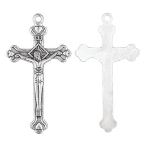 Gerusalemme religiosa per il rosario che fa il crocifisso cattolico d'argento antico 43*23mm - Product Image 3
