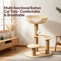 Structure d'escalade pour chat personnalisée en bois massif, motif tressé, capsule spatiale ronde minimaliste, maison pour chat