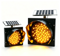 Baliza LED Solar Intermitente de 300-400mm, Carcasa de PC Amarilla, Batería de Plomo-Ácido, 200H de Autonomía, IP65, Luz Estroboscópica de Advertencia para Seguridad Vial