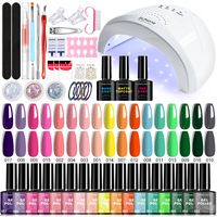 Kit de manucure 70 pièces avec vernis à ongles gel 35 couleurs, outils, capsules d'ongles, base sans acide, lampe UV/LED, logo personnalisé, marque privée, vente en gros