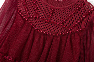 Abito maglione nuovo di alta qualità 2022 autunno inverno stile donna Ruffle Lace Beading Deco manica lunga <span class=keywords><strong>rosso</strong></span> bianco nero abito lavorato a <span class=keywords><strong>maglia</strong></span> - Product Image 2