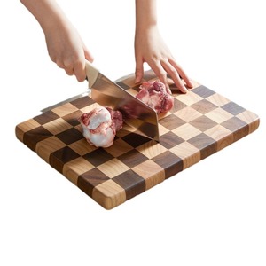 Planche à découper en bois de Cacia à carreaux, planche à découper réversible en bois, planche à découper épaisse pour la viande et les légumes - Product Image 1
