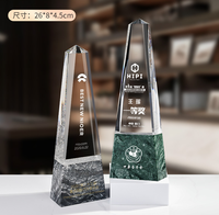 Trophée en marbre écologique, plaque globe en cristal, récompense personnalisée en verre vert, trophée en acrylique en gros