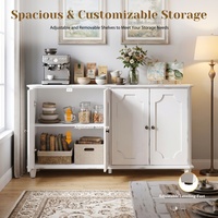 Buffet d'entrée vintage de style farmhouse de 63 pouces avec 4 portes, quincaillerie anti-basculement et rangement spacieux pour entrée et salon