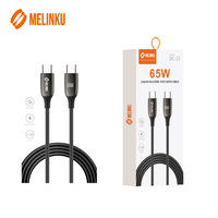 Kabel Data USB Melinku 65W PD Tipe C ke Tipe C 3A Kabel Pengisian Cepat untuk Ponsel iPhone Kabel Data Pengisian Cepat