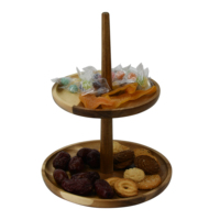 Support de service à gâteaux en bois spirituel à 2 niveaux Accessoires décoratifs de cuisine du Moyen-Orient pour outils de comptoir de table à gâteaux
