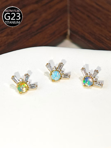 G23 ASTM-F136 14K gouden opaal oorring oorcartilage stud labret lip plug tunnel interne schroefdraad body <span class=keywords><strong>piercing</strong></span> trendy verlovingssieraden - Product Image 5