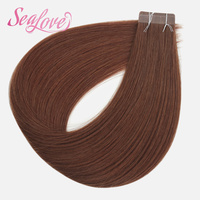 Extensions de cheveux humains en gros, double trame, à coller, effet peau # Extensions de cheveux lisses en ruban adhésif de couleur personnalisée 33