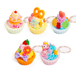 Handmade Rubber Cartoon Cake <b>Model</b> Simulation Cream <b>Glue</b> Egg Tart 3D Keychain Offset Printing Hard-Wearing Party Decor Play Toy - Product Image 1
