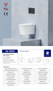 <span class=keywords><strong>Toilette</strong></span> intelligente au design futuriste, CE, chasse d'eau double puissance, sans pression d'eau et aromathérapie Basic W-303 - Product Image 5
