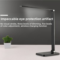 Lampe de bureau à LED à gradation à 5 niveaux Rechargeable et enfichable Lampe de lecture de dortoir d'étudiant pliable et tactile pour chambre à coucher