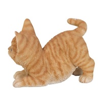 Figurine de collection de chaton Tabby Orange, Figurine de chat peinte à la main, décor de jardin