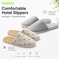 Chaussons d'hôtel en coton doux comme du lin, semelle EVA, jetables, pour spa, chambre d'hôtel, hôtellerie