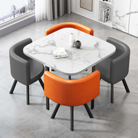 Ensemble de table à manger avec 4 chaises rembourrées, style minimaliste, ensemble de table à manger à panneaux, mobilier de salle à manger moderne