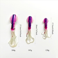 Leurre souple en PVC écologique Bionic Squid 27.5/20/17.5cm avec lumière nocturne et hameçon plombé pour la pêche au poulpe en eau salée, en mer et en bateau