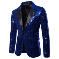 Veste de Performance pour Hommes Luxueuse de Soirée et Bal de Fin d'Année, Blazer Costume Pailleté Doré Brillant