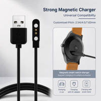 Câble de charge magnétique professionnel OEM ODM avec connecteur USB 2 broches pour montre connectée, tracker d'activité, cordon de chargeur personnalisé