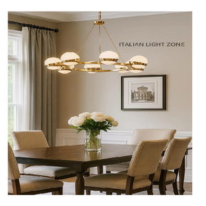 Mid Century Sputnik Chandelier 8 Globe Brass Pendant <b>Light</b> <b>Circle</b> Cut Shade Ceiling Fixture for Dining Room Living Room Interior - Product Image 1