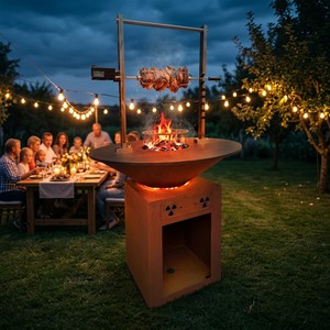 Braiser CORTEN en Acier Corten de 100 cm, Foyer Circulaire Extérieur pour <span class=keywords><strong>Barbecue</strong></span> au Bois et au Charbon - Product Image 2