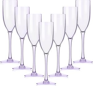 Flûtes à champagne en plastique violet incassable, verres à vin en acrylique incassables, flûtes à toast réutilisables pour les événements festifs, 5,4 oz - Product Image 1