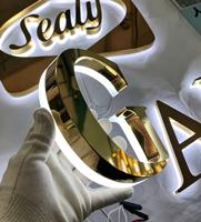 Huruf Akrilik Bercahaya dengan Bingkai Titanium untuk Papan Nama Toko Mewah, Toko Pakaian, Logo Kustom, Huruf Dinding Backlit