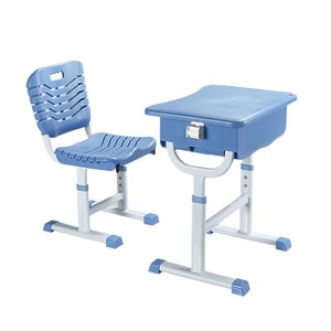 Conjunto de escritorio y silla para estudiantes Qi Sai, con superficie de madera, estructura metálica y altura ajustable, para uso en escuelas secundarias. - Product Image 4