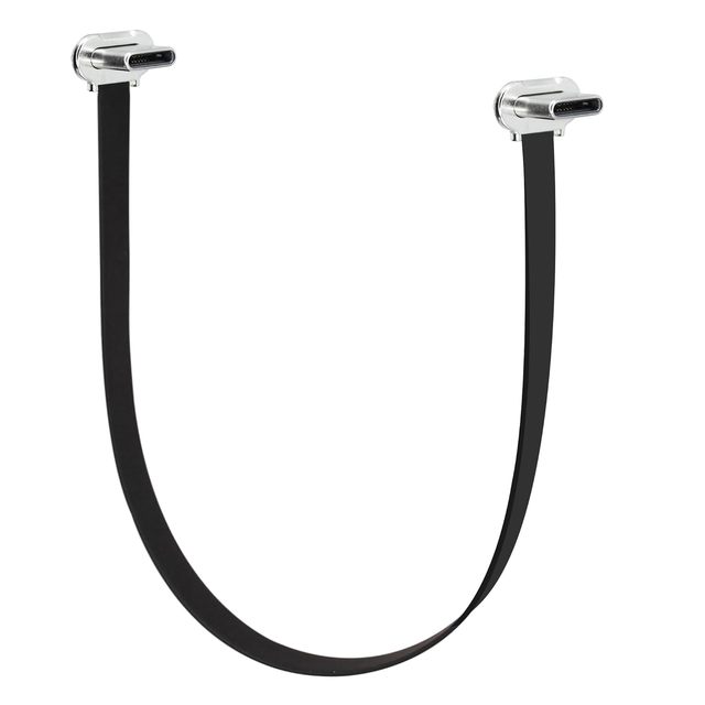 90 Degree USB C Short Flat Cable Dual Angle USB C Male to Male PD 65W Fast Charge Data Cord for Power Banks Phone Tablet