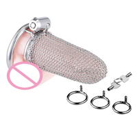 Cage à pénis en acier inoxydable, dispositif de chasteté BDSM, ceinture de chasteté, cage à pénis verrouillable, jeu de bondage pour adultes, jouet sexuel, cage à pénis en maille