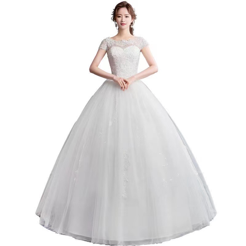 2022 New model plus size pure white elegant lace women wedding dress bridal wedding gown