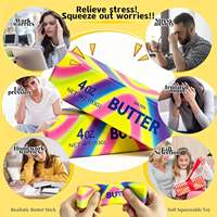 Jouet anti-stress souple en forme de beurre, jouet sensoriel réaliste en forme de bâton, motif cube en PU, jouet à presser doux à remontée lente, pour soulager le stress des enfants de 5 à 7 ans