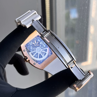 Reloj de Lujo Estilo 65-01 Ultrafino con Esfera Hueca, Correa de Fibra de Carbono y Caucho, Deportivo, Automático, Edición Limitada, con Puntero Personalizado