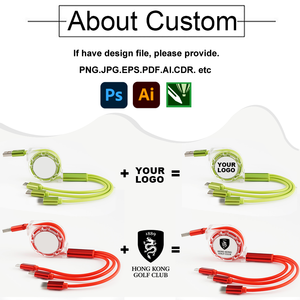 Promo Quà Tặng biểu tượng tùy chỉnh 3 trong 1 Điện thoại Di động Cáp USB iPhone sạc nhanh USB Micro Loại C Android ngày Cáp chuỗi đa dây - Product Image 3