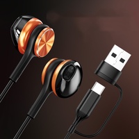 Écouteurs filaires numériques USB et Type-C de 2 m pour le gaming, la surveillance, l'ordinateur de bureau, écouteurs filaires 2-en-1