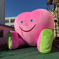 Mascotte en peluche en forme de cœur souriant gonflable pour festival, ballon géant gonflable en forme de cœur rose de dessin animé