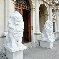 Esculturas de Leones de Mármol Blanco de Tamaño Real en Oferta, Estatuas de Leones Talladas en Piedra para Exteriores