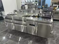 Équipement de comptoir de bar sous-comptoir commercial pour les magasins de café, de thé au lait, en acier inoxydable 304 brossé, machines de cuisine