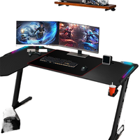 Bureau de jeu Aor Esports Ordinateur de bureau Racer Table de bureau RVB LED Chargeur USB sans fil en fibre de carbone