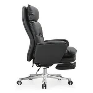 China Manufactured Morden Office Furniture Nylon Mesh Black Executive Office Chair Leather Chair With Footrest