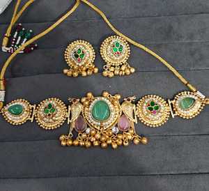 Conjunto de collar para mujer, conjunto de Gargantilla nupcial Kundan, conjunto de diseñador real Kundan, producto a granel hecho a mano - Product Image 3