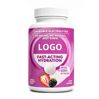 Comprimés d'électrolytes à croquer WELLBODY OEM/ODM, 60 unités, saveurs fruits rouges, orange et citron vert, supplément d'hydratation à action rapide
