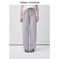 Pantalones Casuales Color Morado Claro para Mujer VEGA CHANG, con Cintura Elástica con Cordón y Pierna Ancha, Corte Holgado y Ligero
